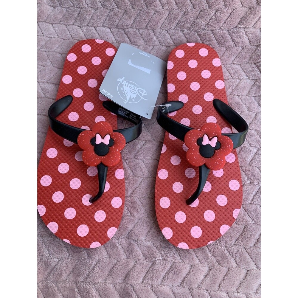 Brand New Adult Disney Parks Minnie Mouse Flip Flops Size Medium 7-8